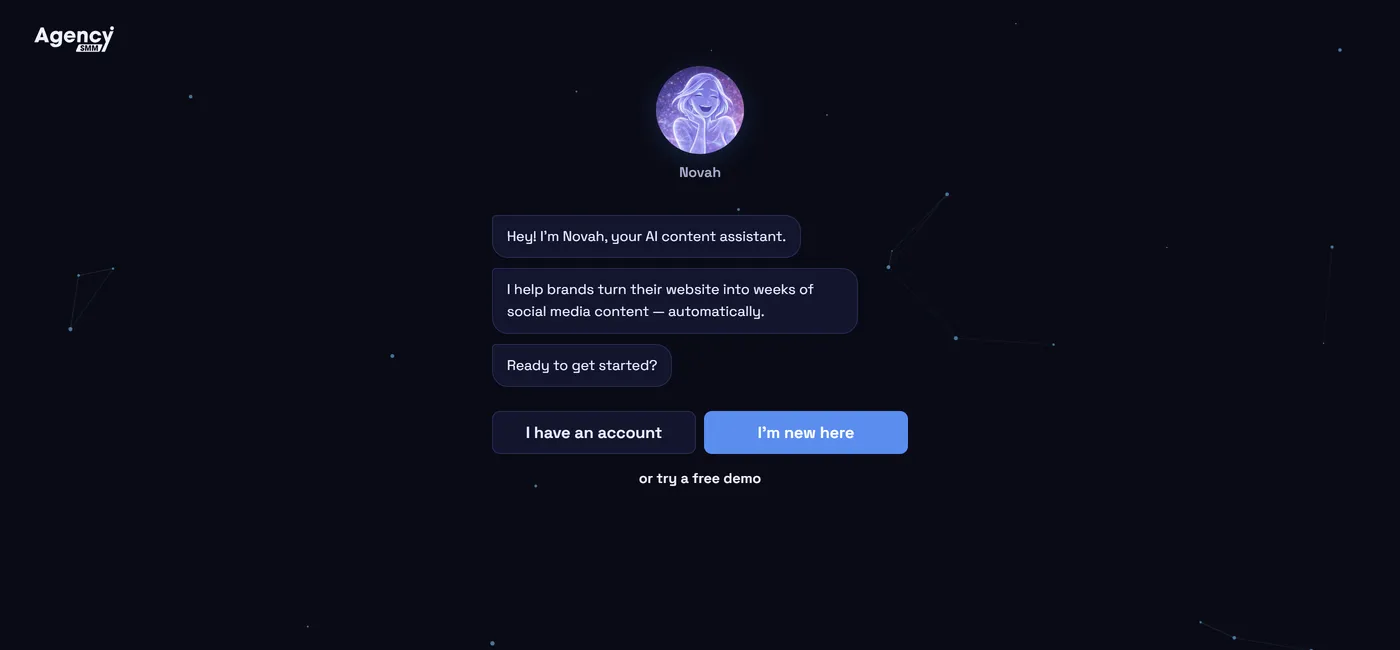 Novah, the Coopen Marketing AI assistant, in its welcome chat